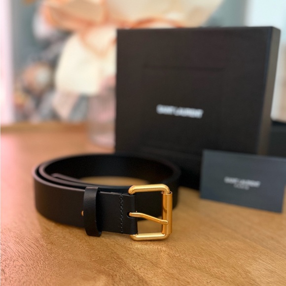 womens black belt with gold buckle